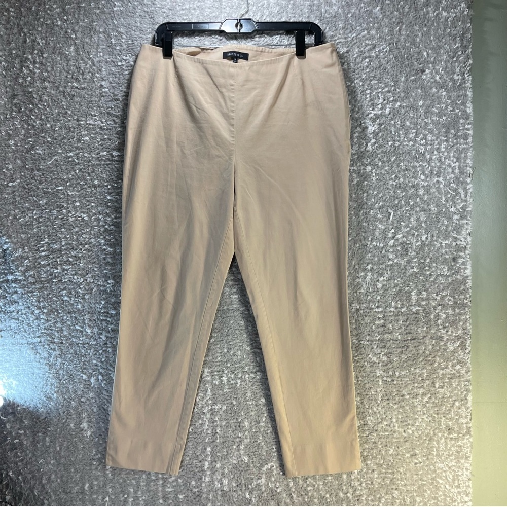 Lafayette 148 Stanton Pants 12 Crop Ankle Trouser Tan Brown Side Zip